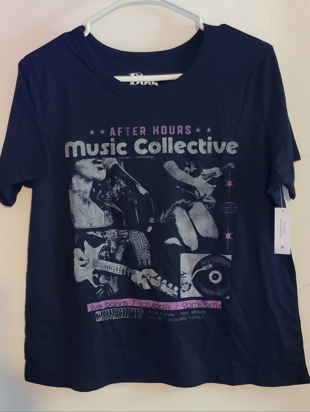After Hours Music Collective Graphic Tee - Black with Lavender Print